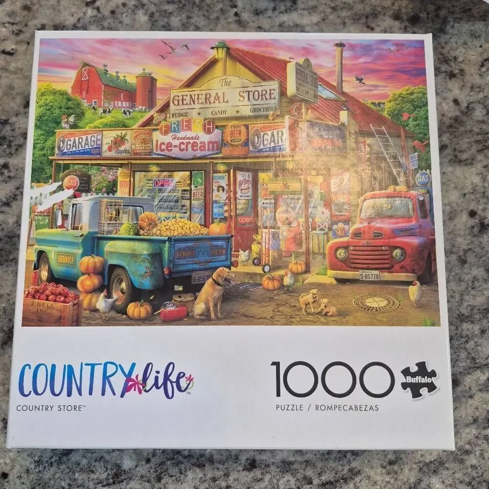 Buffalo Games Country Life Country Store 1000 pc Jigsaw Puzzle USED, Box Damaged